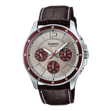Casio Men Leather Watch MTP-1374L-7A1