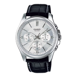 Casio MTP-1375L-7A Classic Multifunction Black Leather Silver Dial for Men