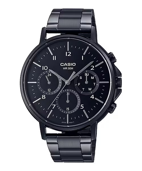 Casio Elegant Multifunction Black St. Steel Black Dial For Men MTP-E321B-1A