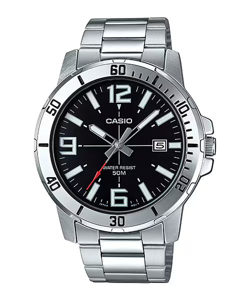 Casio MTP-VD01D-1BV Men's Enticer Stainless Steel Black Dial Casual Analog