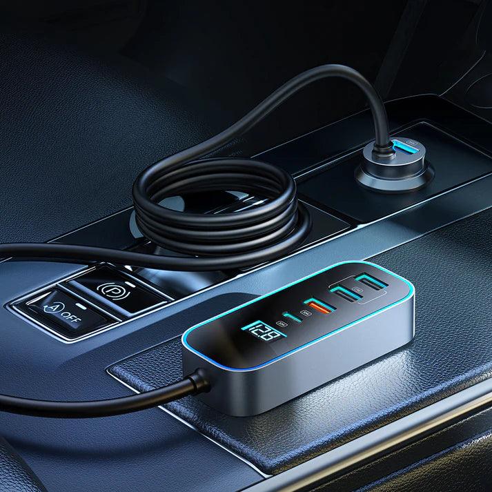 Mcdodo 107W Five Ports Digital Display Car Charger -Metallic