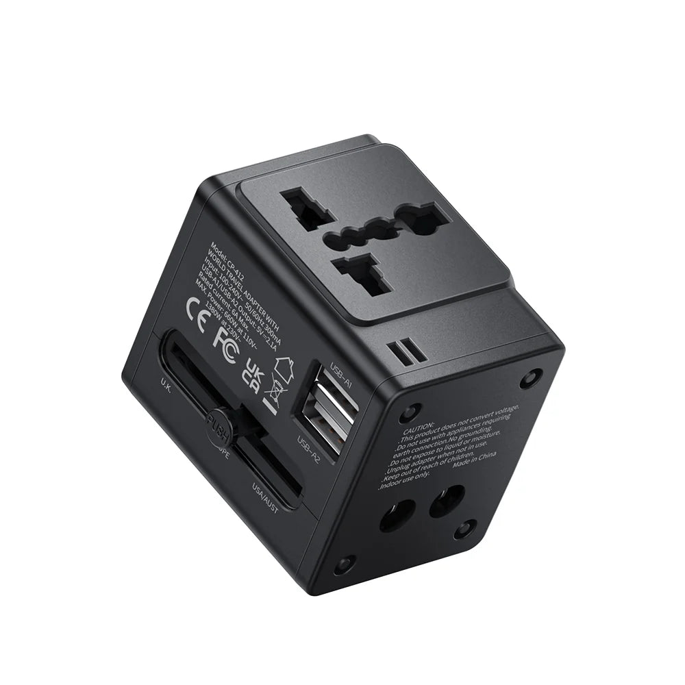 Mcdodo 2.1A Fast Charging Universal Travel Adapter Compact Design -Black