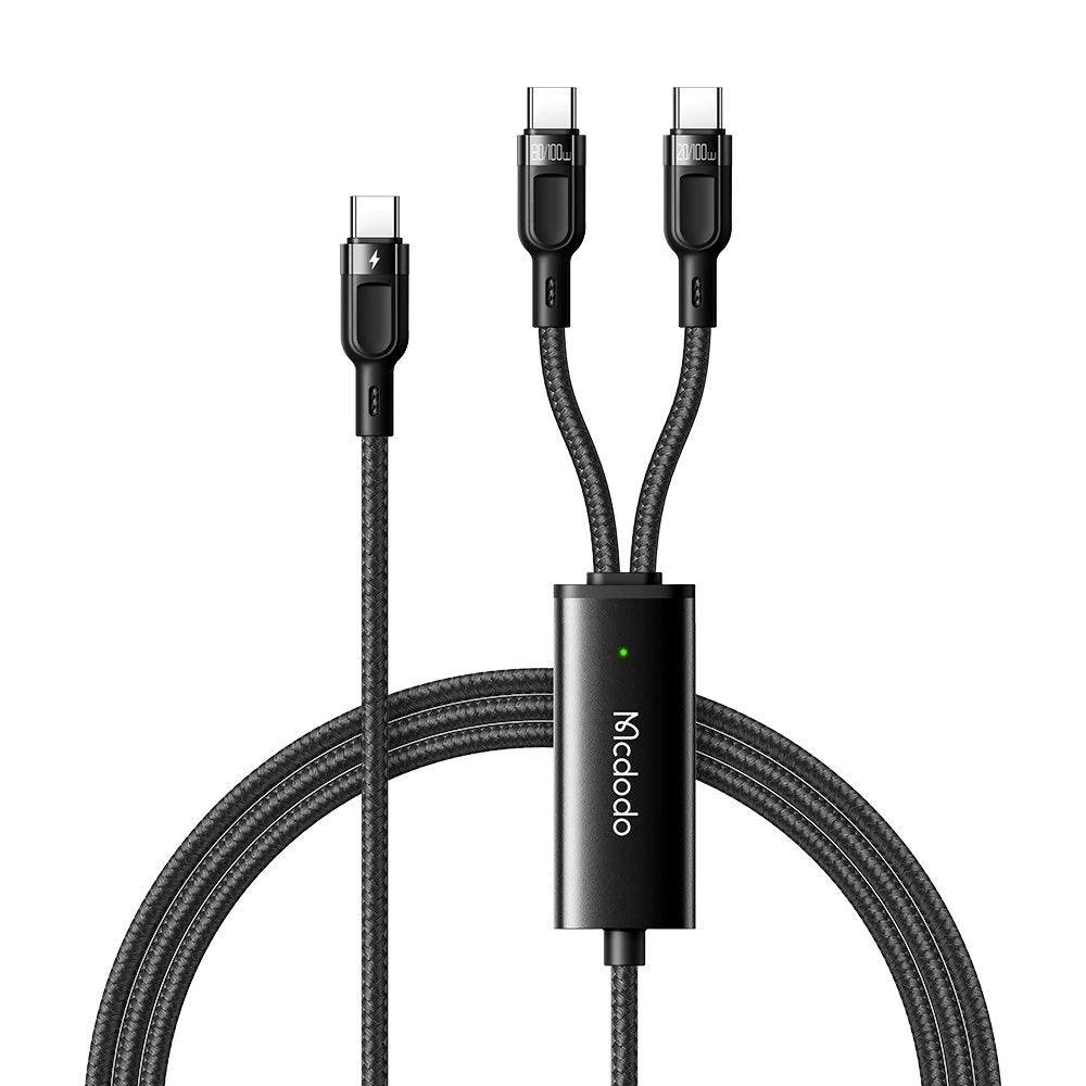 Mcdodo 2in1 100W PD Type C to Dual Type C Charge Cable 1.2M - Black