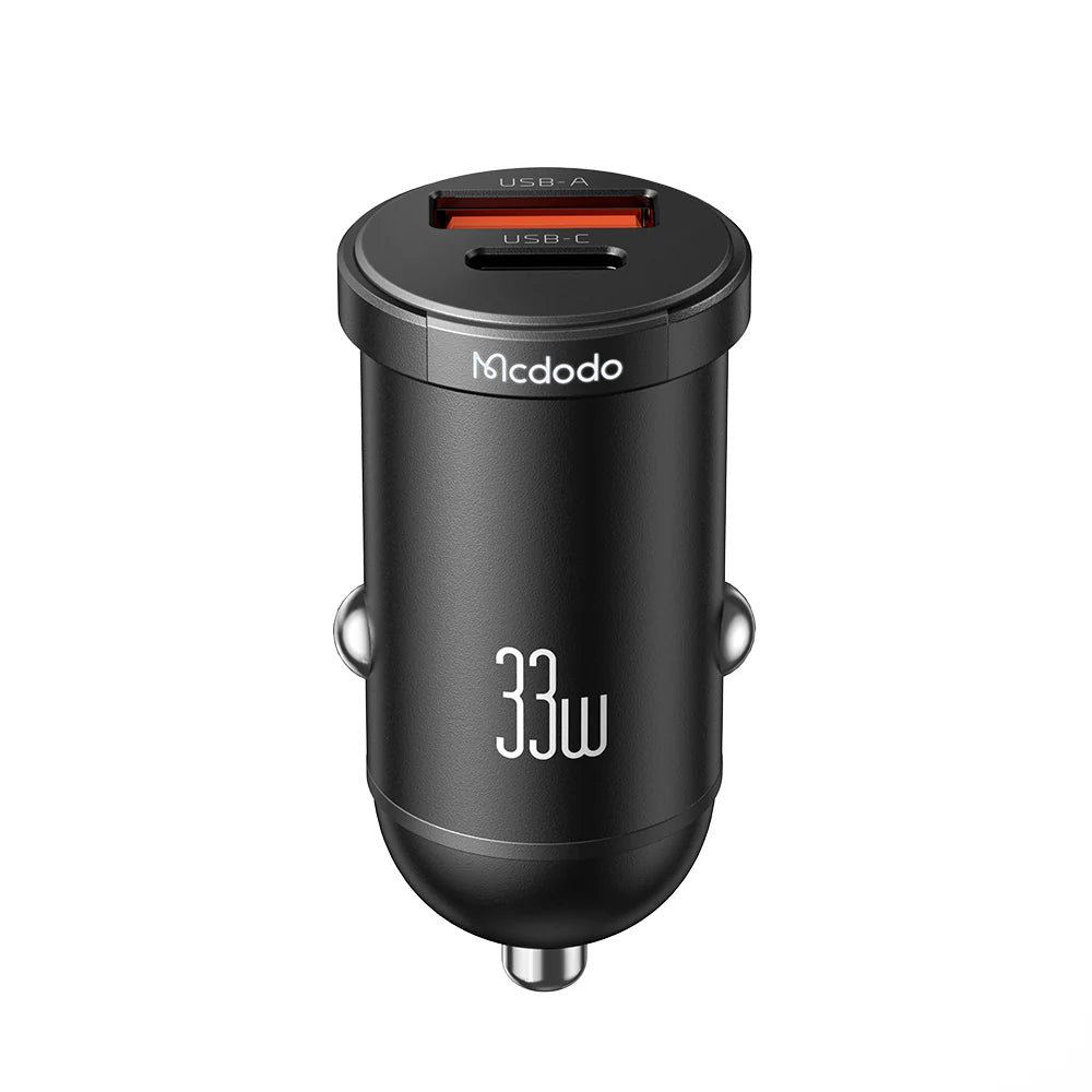 Mcdodo 33W 2 Port Car Charger  Fast USB-A & USB C Charging - Black