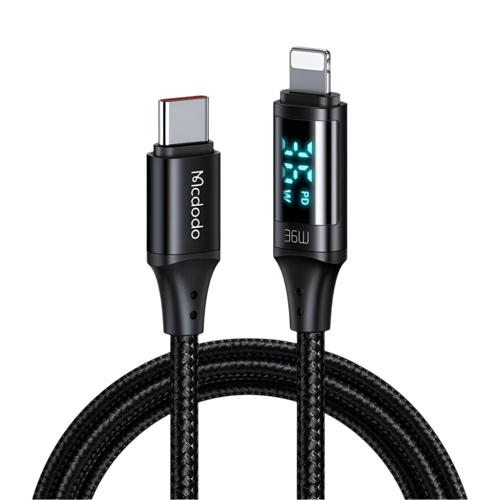 Mcdodo 36W Type C to Lightning Cable with Digital Display (1.2M) - Black