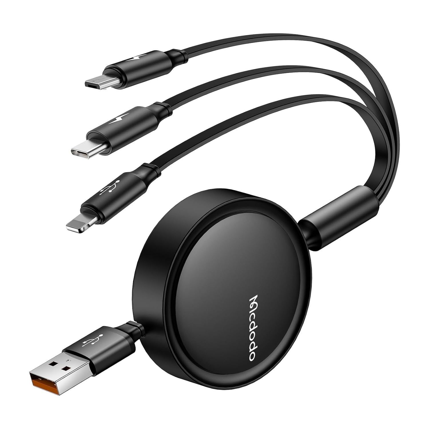 Mcdodo 3 in 1 Retractable Cable 1.2m Fast & Convenient Charging - Black