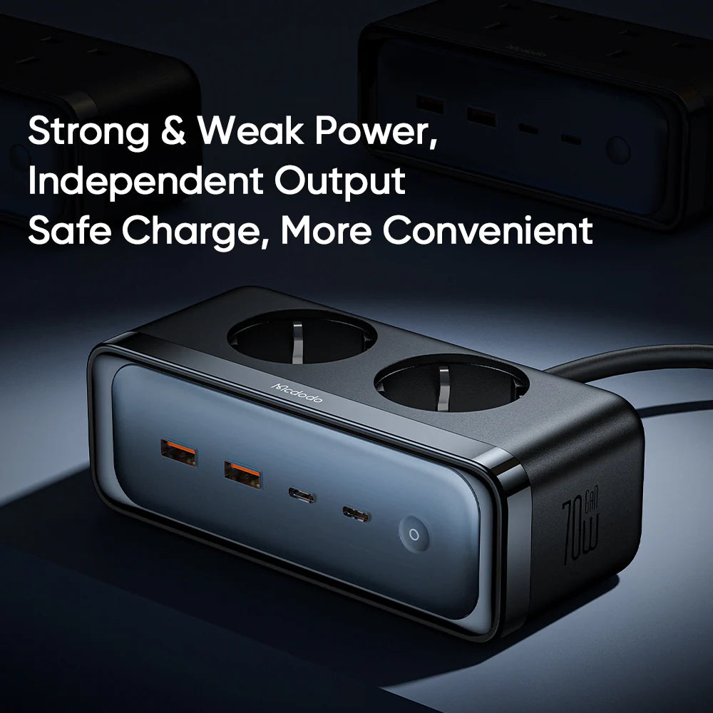 Mcdodo 6 in 1 Power Strip 70W with Lightning Protection