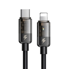 Mcdodo Auto Power Off Type C to Lightning Transparent Cable 1.2m - Black
