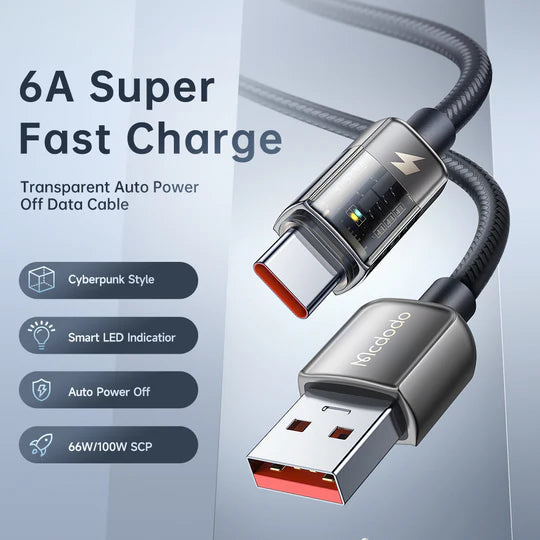 Mcdodo Transparent Type C 6A Super Charge Cable 1.2m