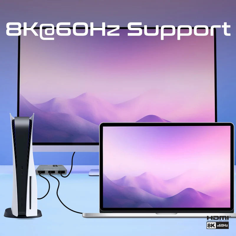 Promate MediaSwitch-2T Ultra-HD 8K@60Hz HDMI® Switch with Smart Touch Control