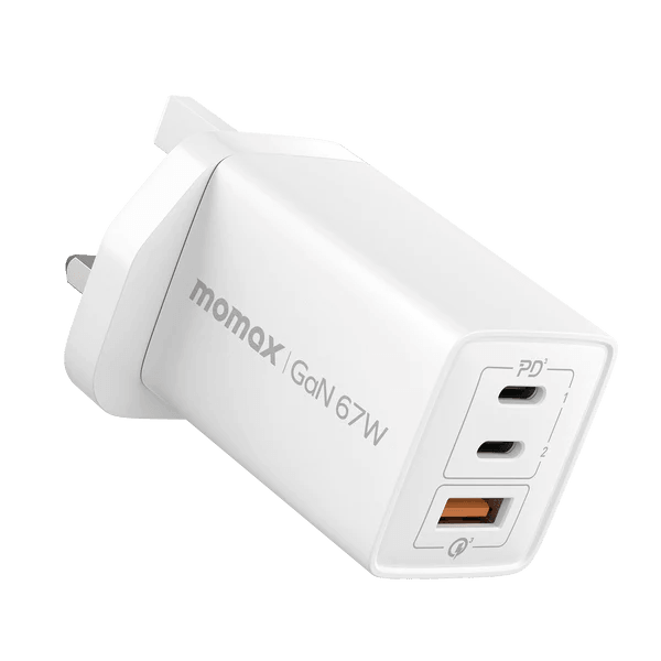 Momax ONEPLUG 67W GaN Charger Compact and Fast Charging - White