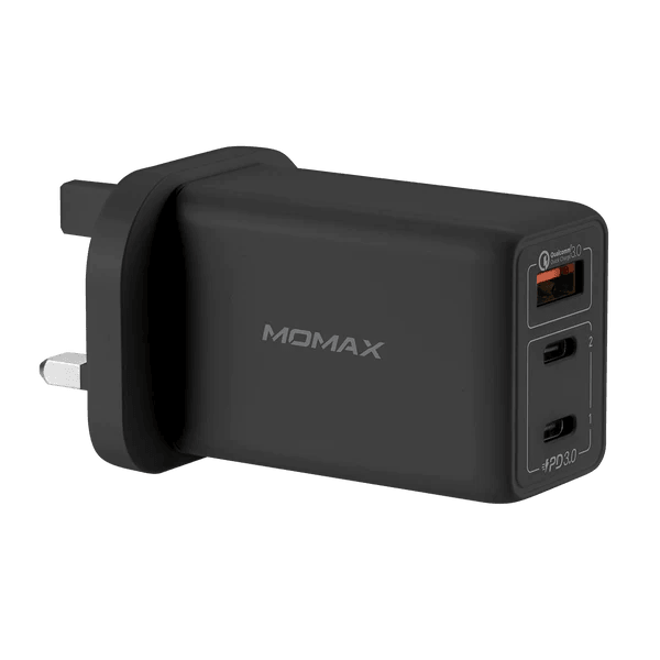 Momax One Plug GaN 65W Triple Output Fast Charger - Black