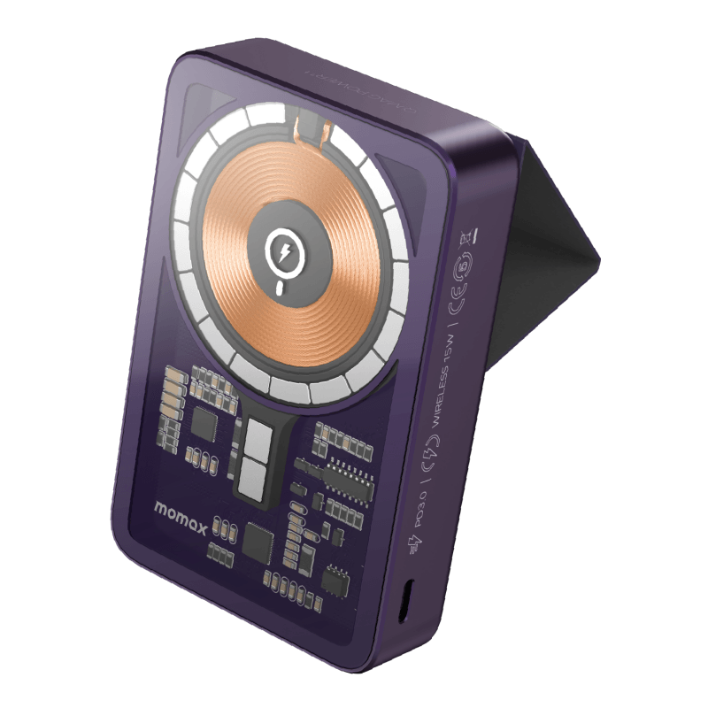 Momax Q.Mag Power 11 Magnetic 10000mAh Power Bank with Stand - Purple