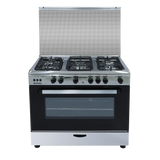 Nara NAXG/9200-BG/LC/FAN Gas Cooker, 90 cm, 5 Burners, Full Safety, Glossy Stainless Steel