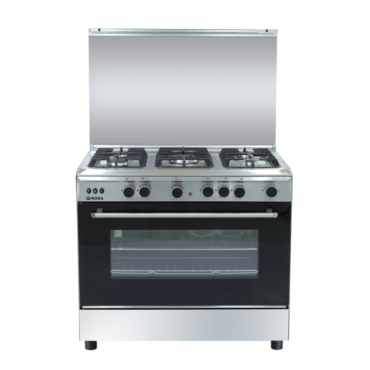 Nara NAXM/9007PRO/LC/FAN Gas Cooker, 90 cm, 5 Burners, Full Safety, Matt Stainless Steel