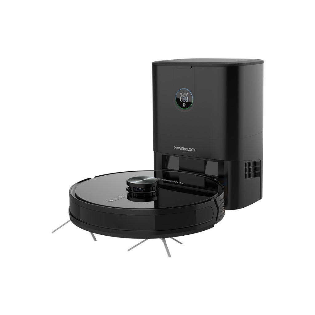 Powerology Smart Robot Vacuum & Mop with Cleaning Station – Black