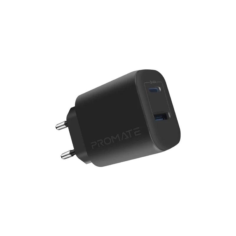 PROMATE BiPlug 2 17W Dual Port High Speed Charger - Black