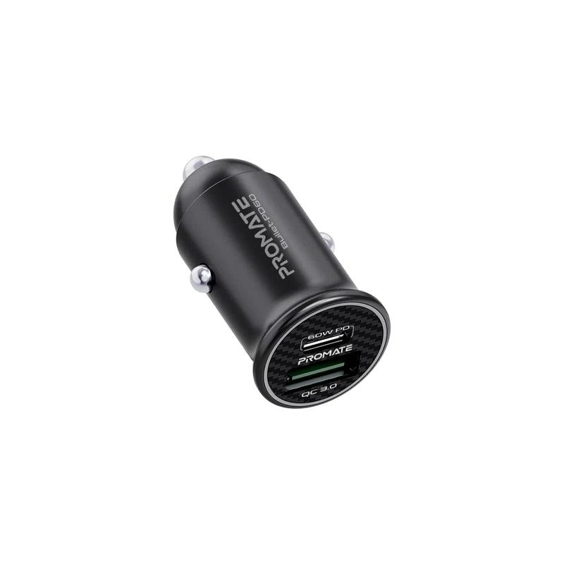 PROMATE Bullet PD60 Car Charger 60W PD & QC3.0 Fast Charge - Black