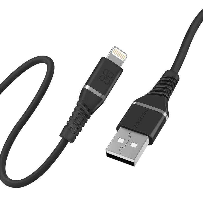 PROMATE High Durability Lightning Cable for Fast Charging - Black