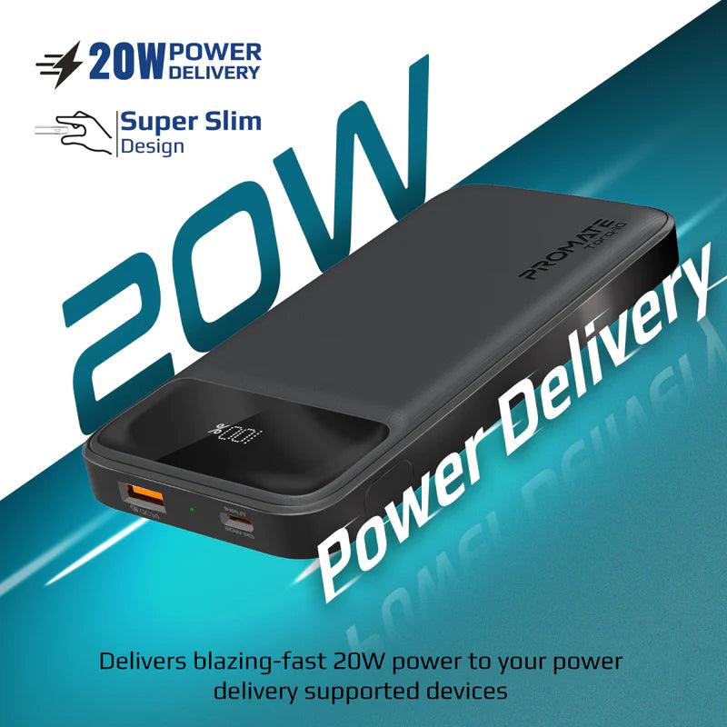 PROMATE Torq 10 10000mAh Super-Slim Power Bank with Fast Charging