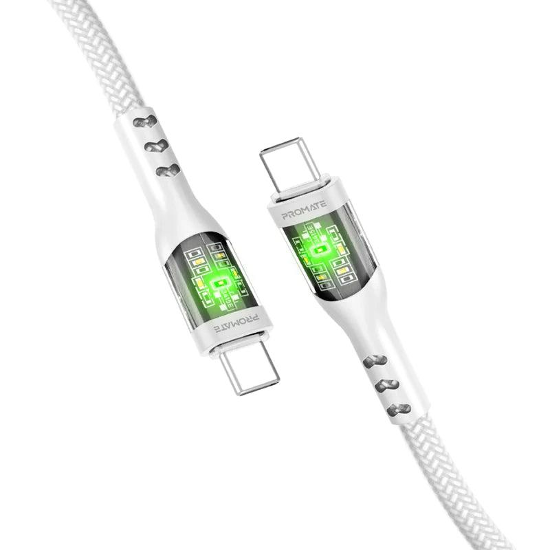 PROMATE TransLine CC 60W Ultra Fast USB C Charging Cable - White