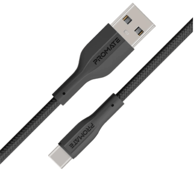 PROMATE USB C Cable Flexible and Durable for Charging & Data - Black