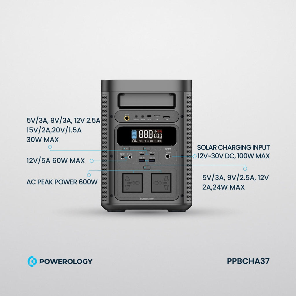 Powerology 90000mAh 300W Portable Generator with Hi-Fi Sound System