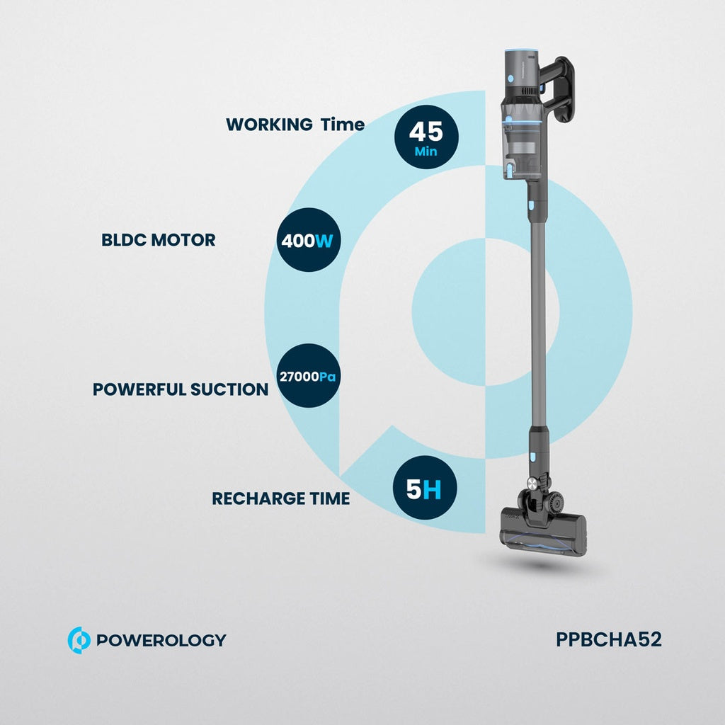 مكنسة باورولوجي اللاسلكية العمودية - أسود
