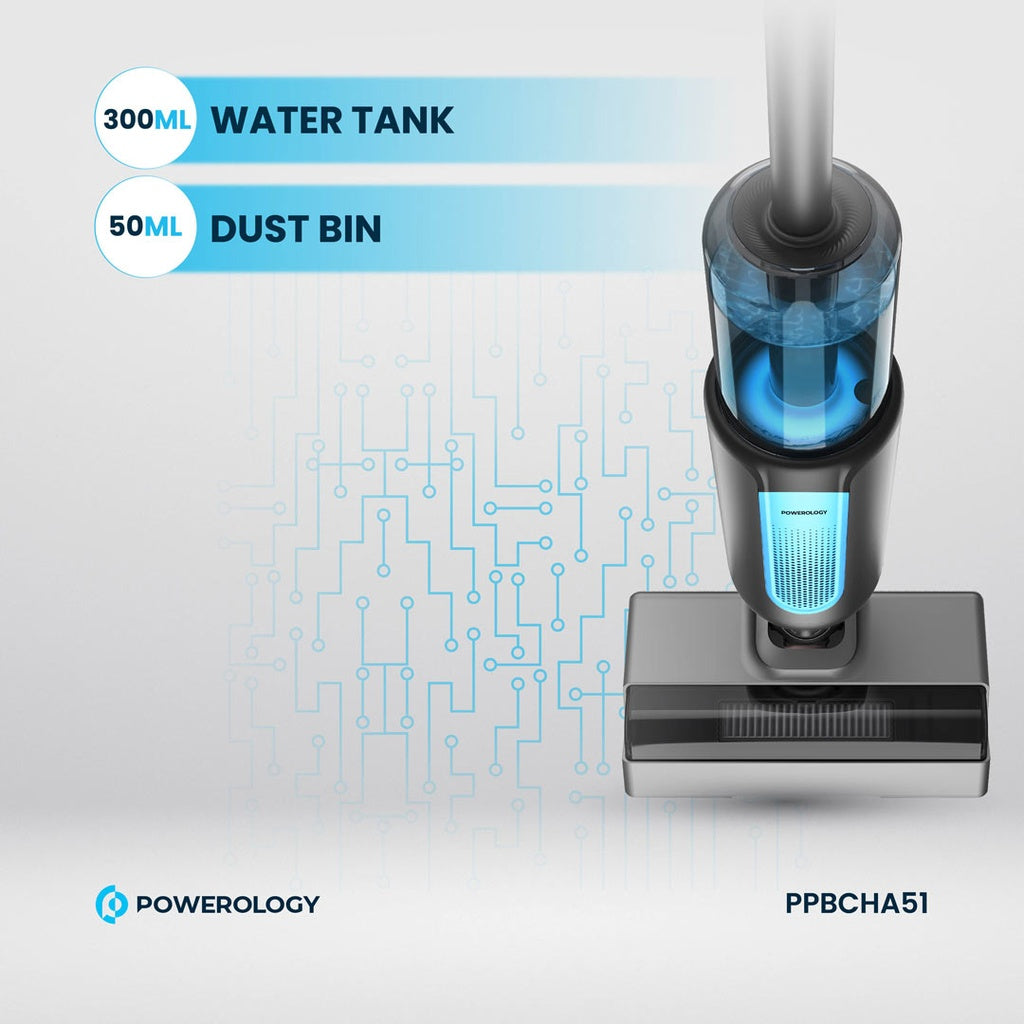 مكنسة وممسحة باورولوجي اللاسلكية 2 في 1 - أسود