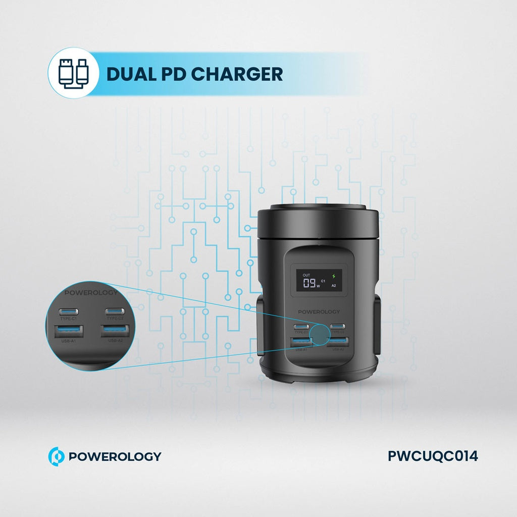Powerology MagSafe Hub مع PD USB-C و QC 3.0 – شحن سريع