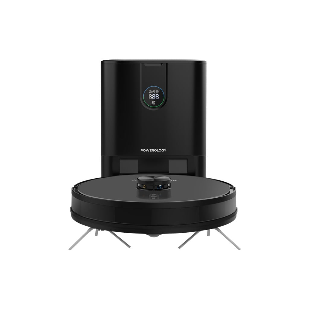 Powerology Smart Robot Vacuum & Mop with Cleaning Station – Black