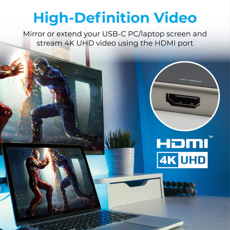 Promate PrimeHub-Go 9 In 1 Type-C Adapter 100W Power Delivery