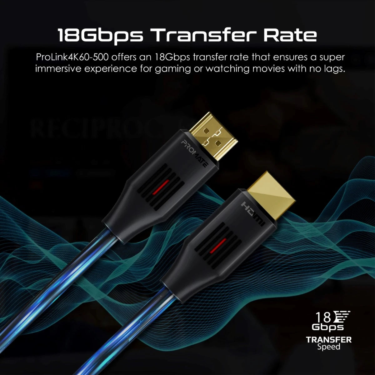 كيبل HDMI نحيف 4K Promate ProLink4K60 بطول 3م