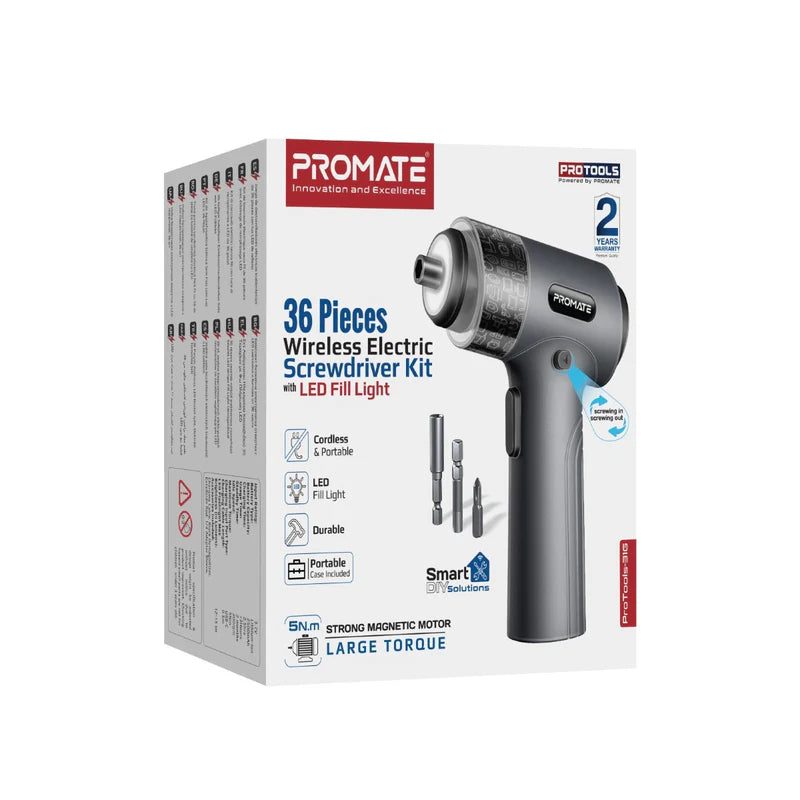 مفك كهربائي لاسلكي Promate ProTools-31G مع إضاءة LED