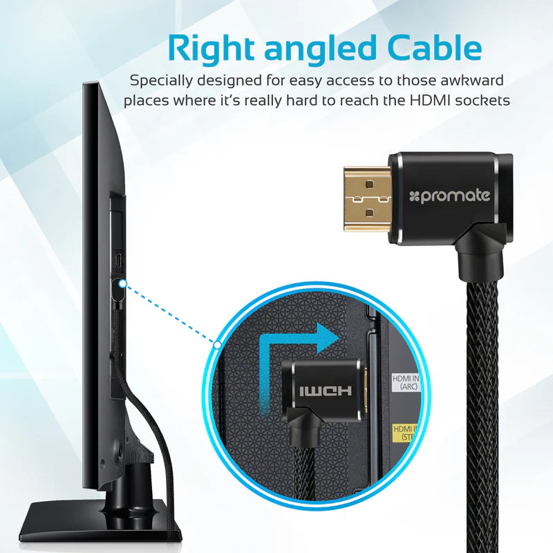 Promate ProLink4K1-500 High Definition Right Angle 4K HDMI® Audio Video Cable - 5m