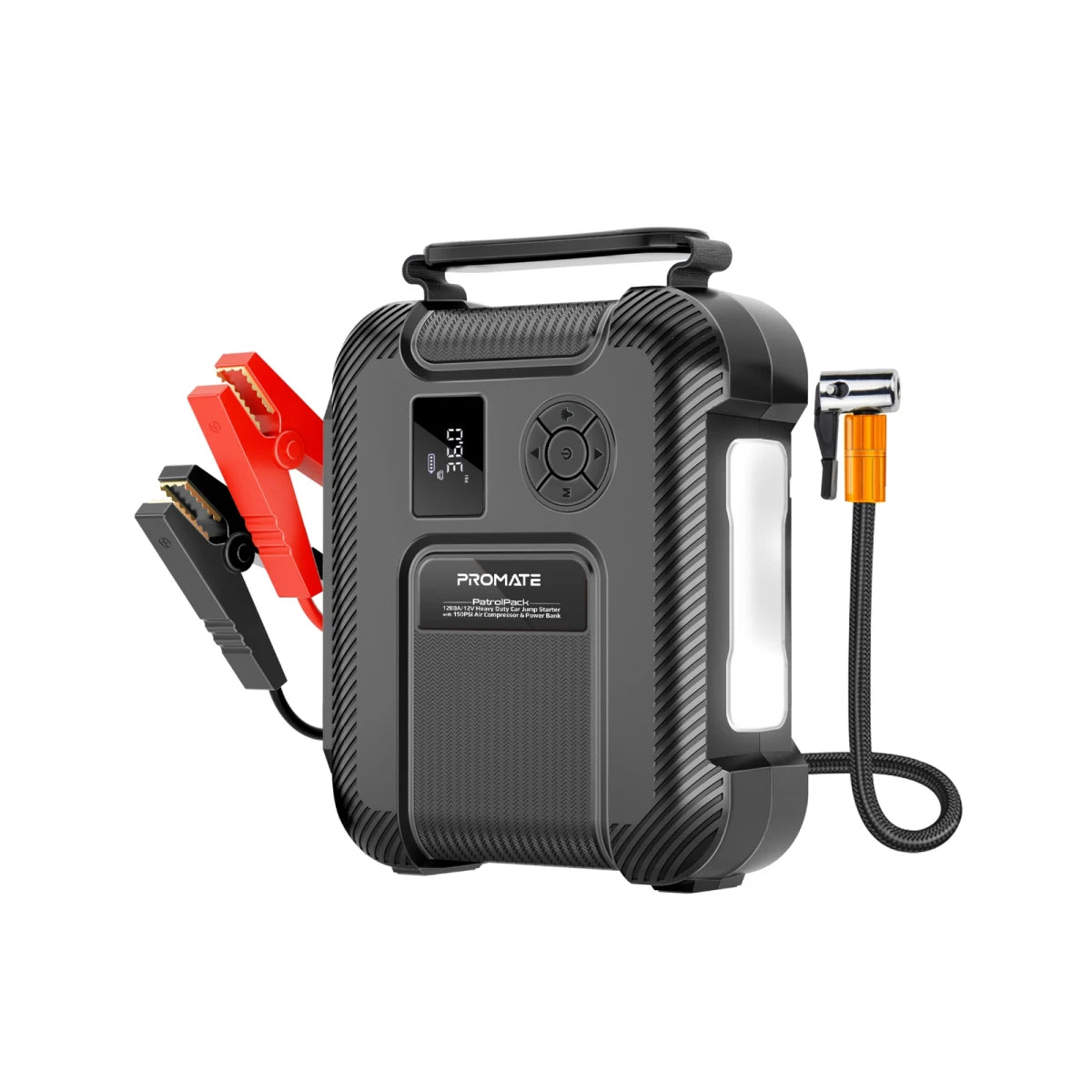 Promate PatrolPack Power Bank 16000mAh with 150PSI Air Pump - Black