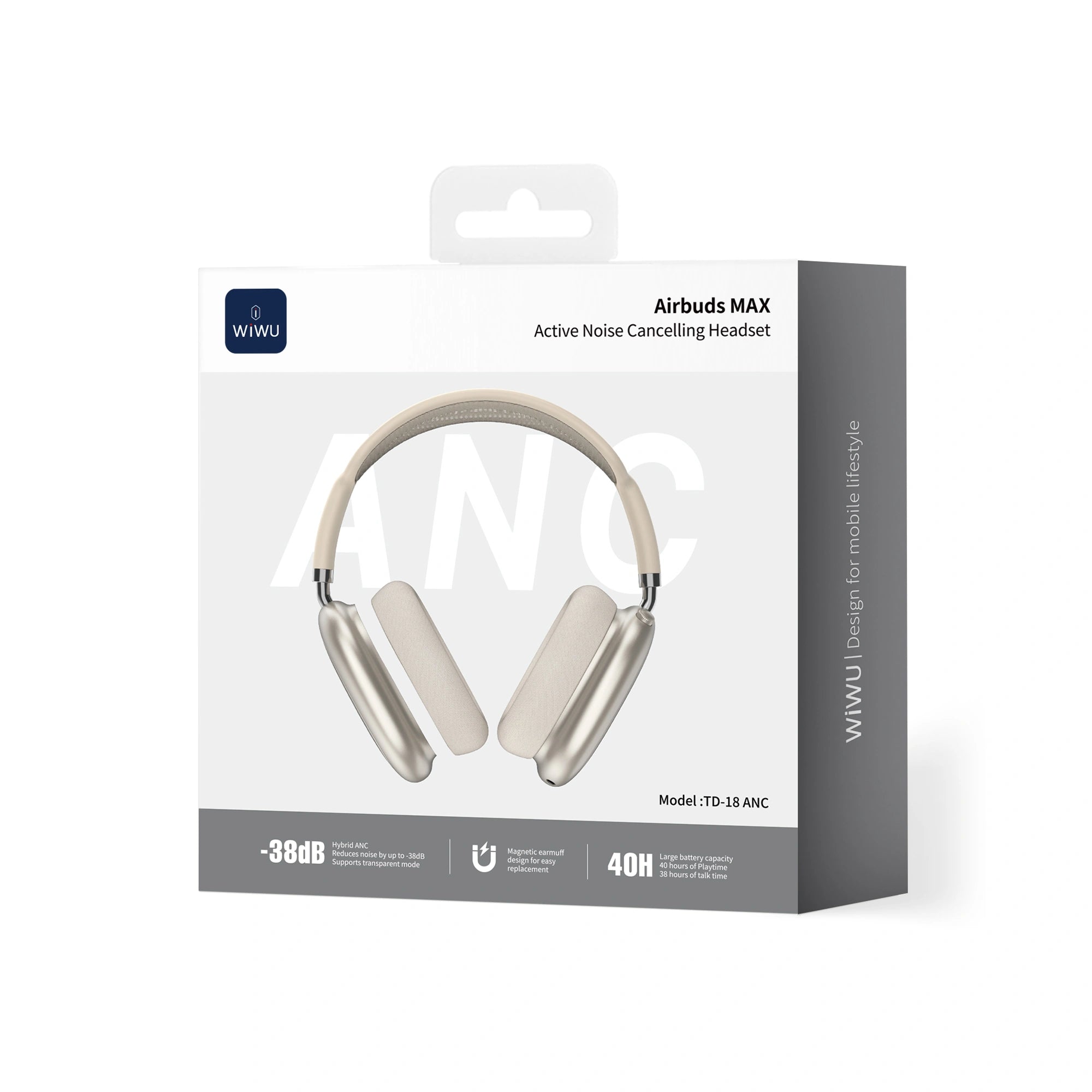 سماعات WiWU Airbuds MAX TD‑18 ANC بطارية وصوت قوي
