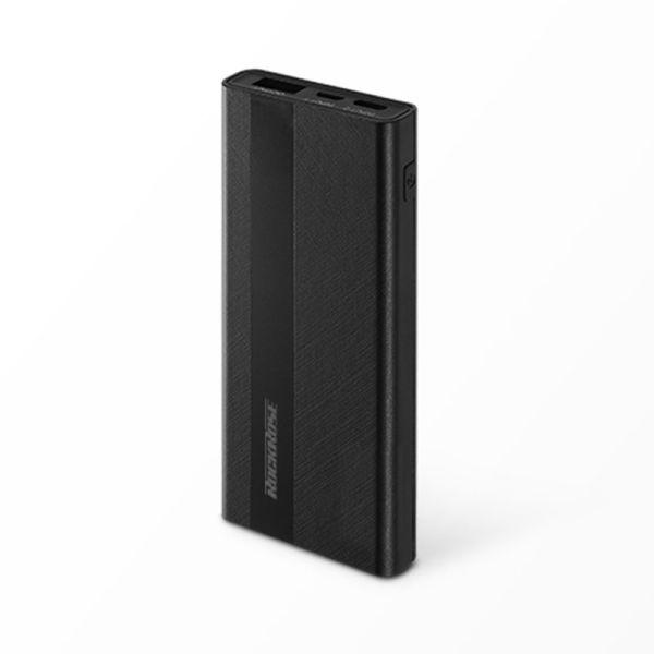 RockRose 5000mAh Slim Power Bank Fast Charging with LED Display - Black