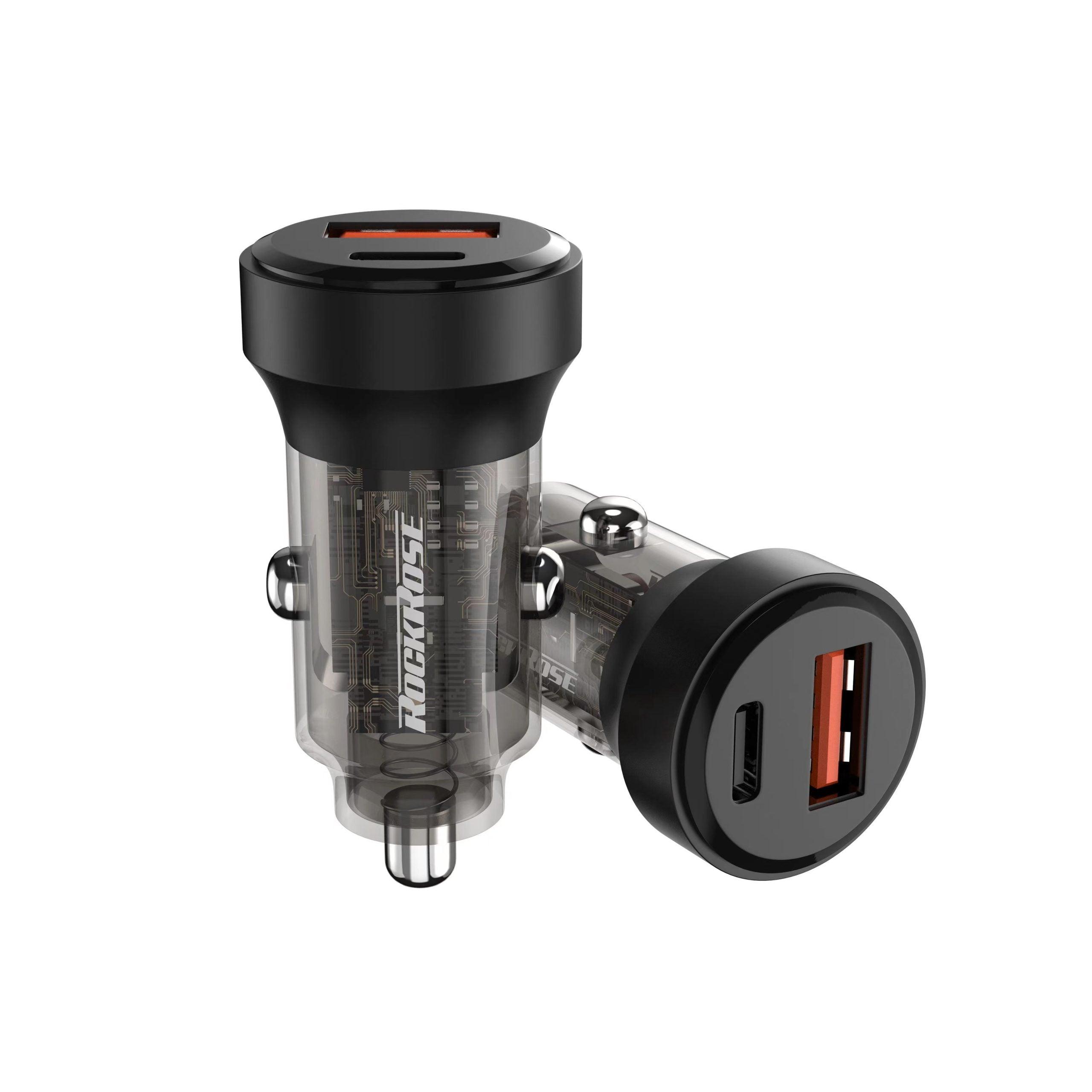 RockRose Ranger PQ Pro 30W Dual Port Car Charger PD & QC 3.0 - Black