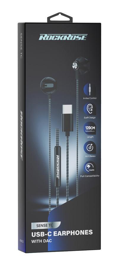 RockRose USB C In Ear Earphones Clear Sound & Comfort