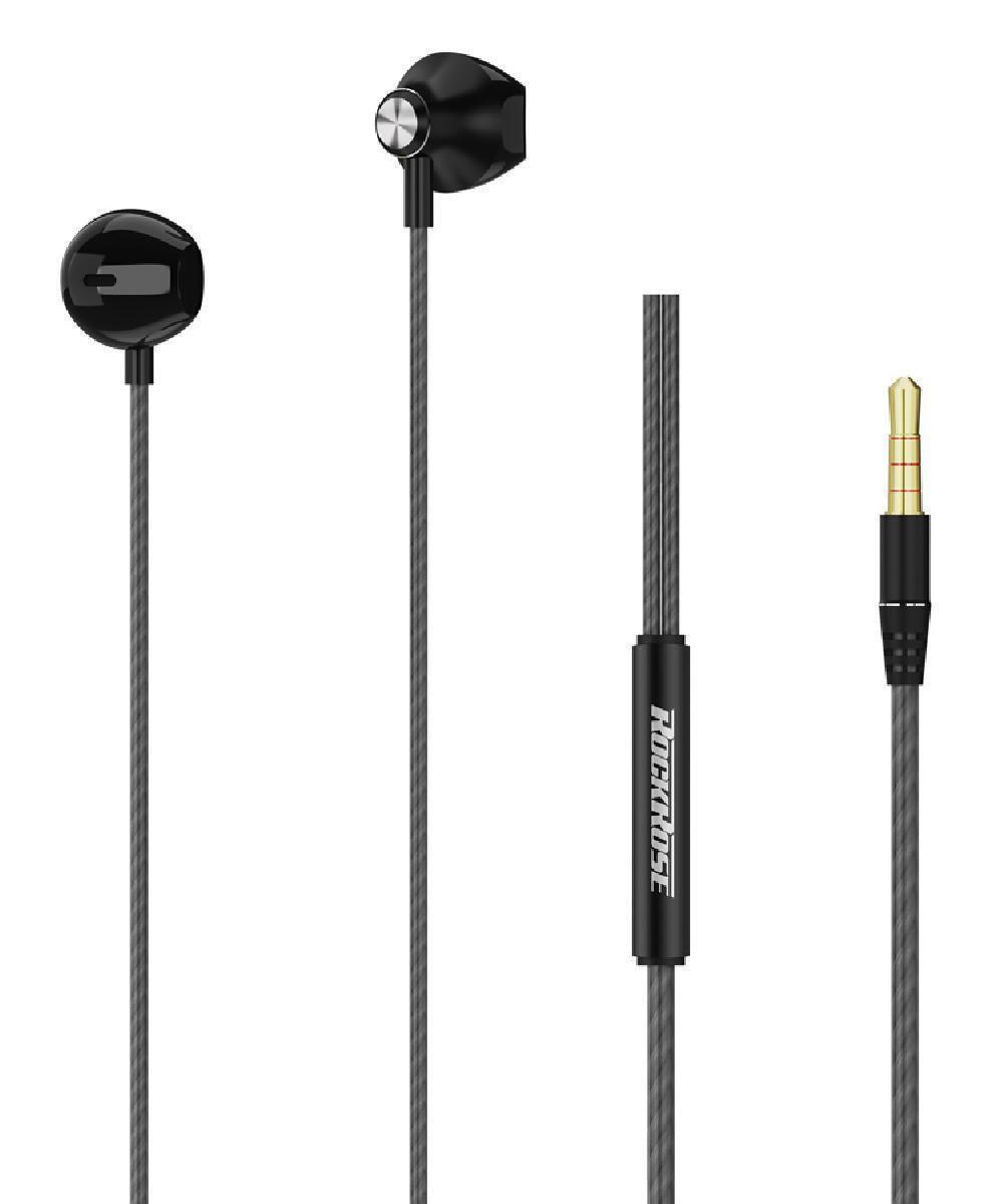 Rockrose In ear Handsfree with 3.5mm Plug Clear Sound - Black