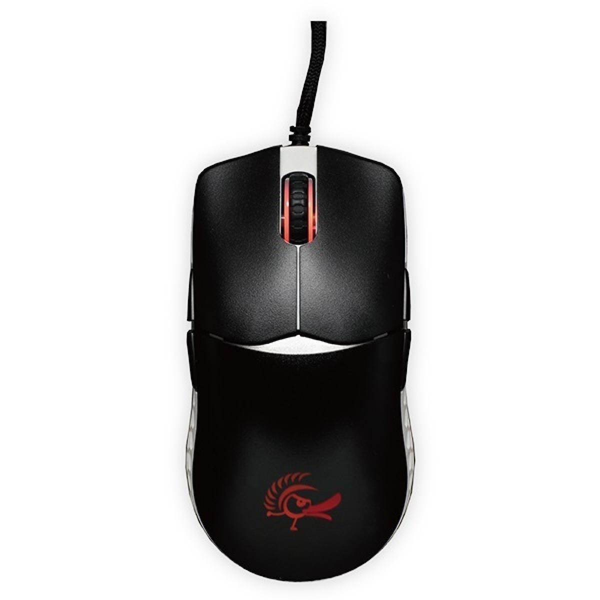 ماوس Ducky Black & White Feather، 16000 نقطة في البوصة ARGB متماثل 65 جرامًا مع مفاتيح Omron 60M Micro ومستشعر بصري PixArt