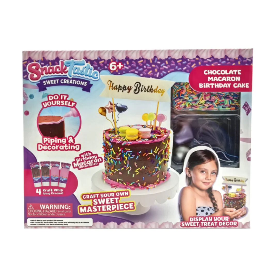 Snack Tastic Chocolate Macaron Birthday Cake Decorating Kit for Kids Ages 6+