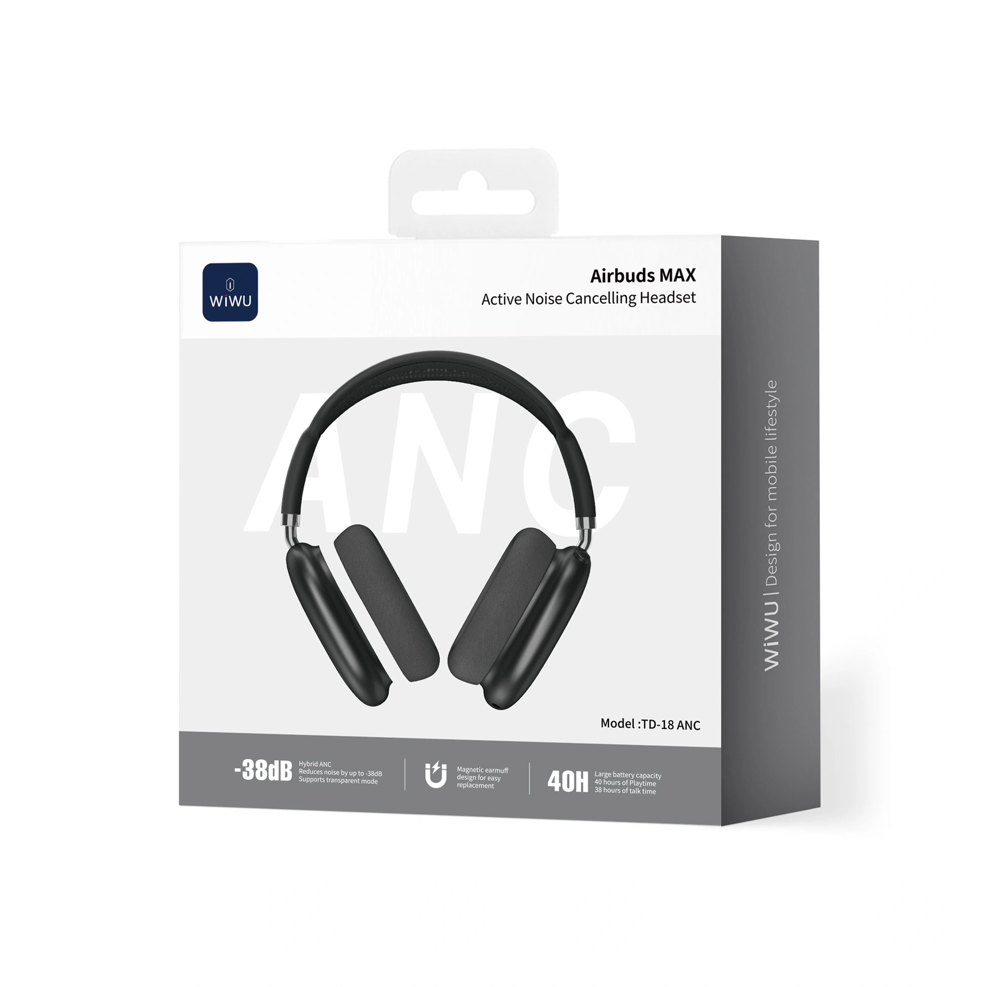 سماعات WiWU Airbuds MAX TD‑18 ANC بطارية وصوت قوي