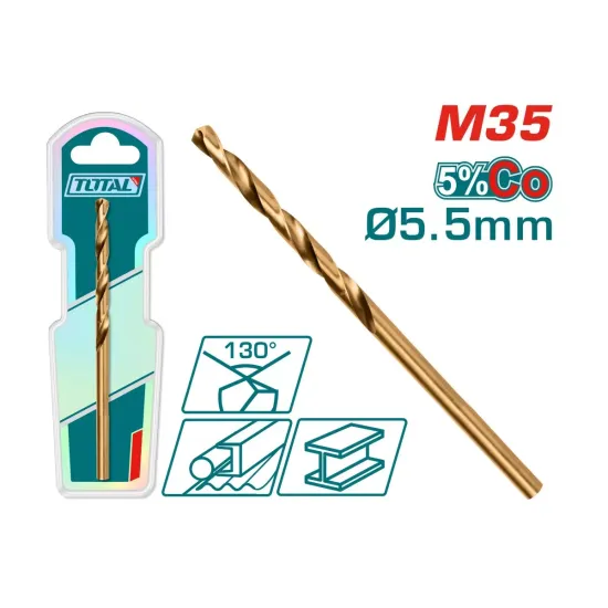 TOTAL 5.5mm Cobalt Drill Bit HSS CO-M35 – TAC11205501