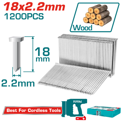 TOTAL Concrete Nails 18mm – 1200pcs, Precision Hardened for Fastening Tools (TAC12018)