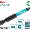 TOTAL Impact Screwdriver Bits Set – PH2 50mm / 10pcs with Shock Zone & Magnetic Tip (TACIM16PH223)