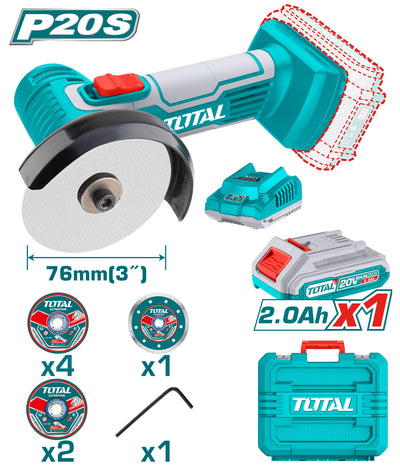 TOTAL Cordless Mini Cut-Off Tool 76mm | 3" - 20V (TAGLI76012)