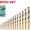 TOTAL 19 Pcs HSS Twist Drill Bits Set – 1mm to 10mm (TAKSDB9195)