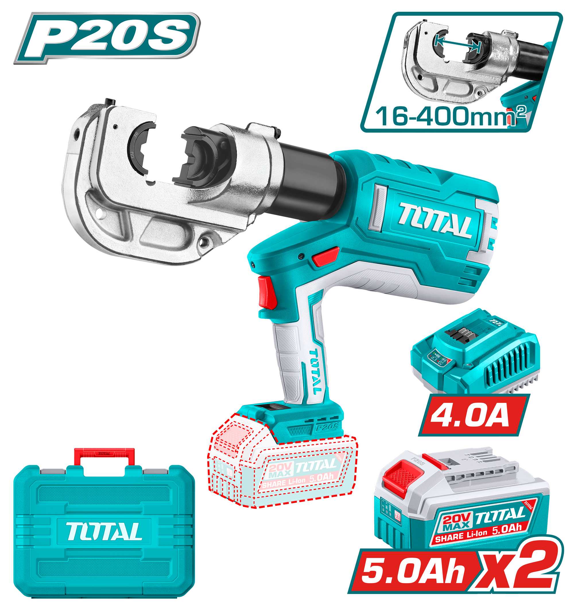 مكبس راسيات هيدروليكي لاسلكي توتال 20V حتى 400مم²
